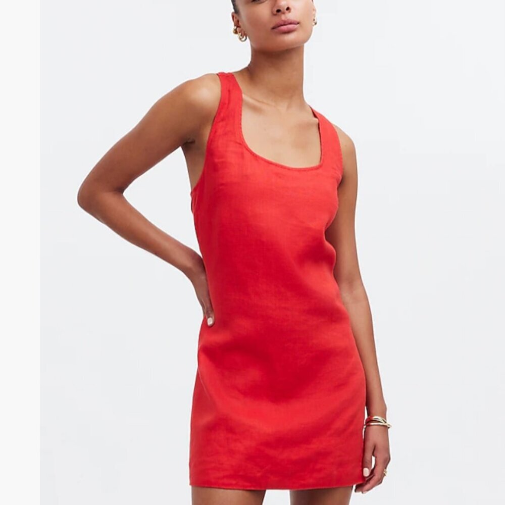 Madewell Linen Cross-back Mini Dress